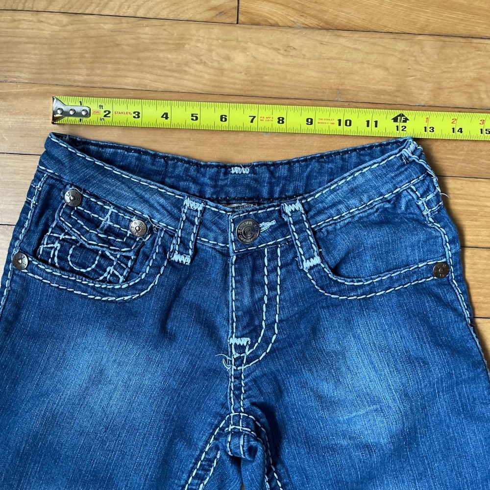 True Religion Joey Big T Blue Denim Cropped Jeans Made in USA Size 26 Low Rise - Picture 4 of 11